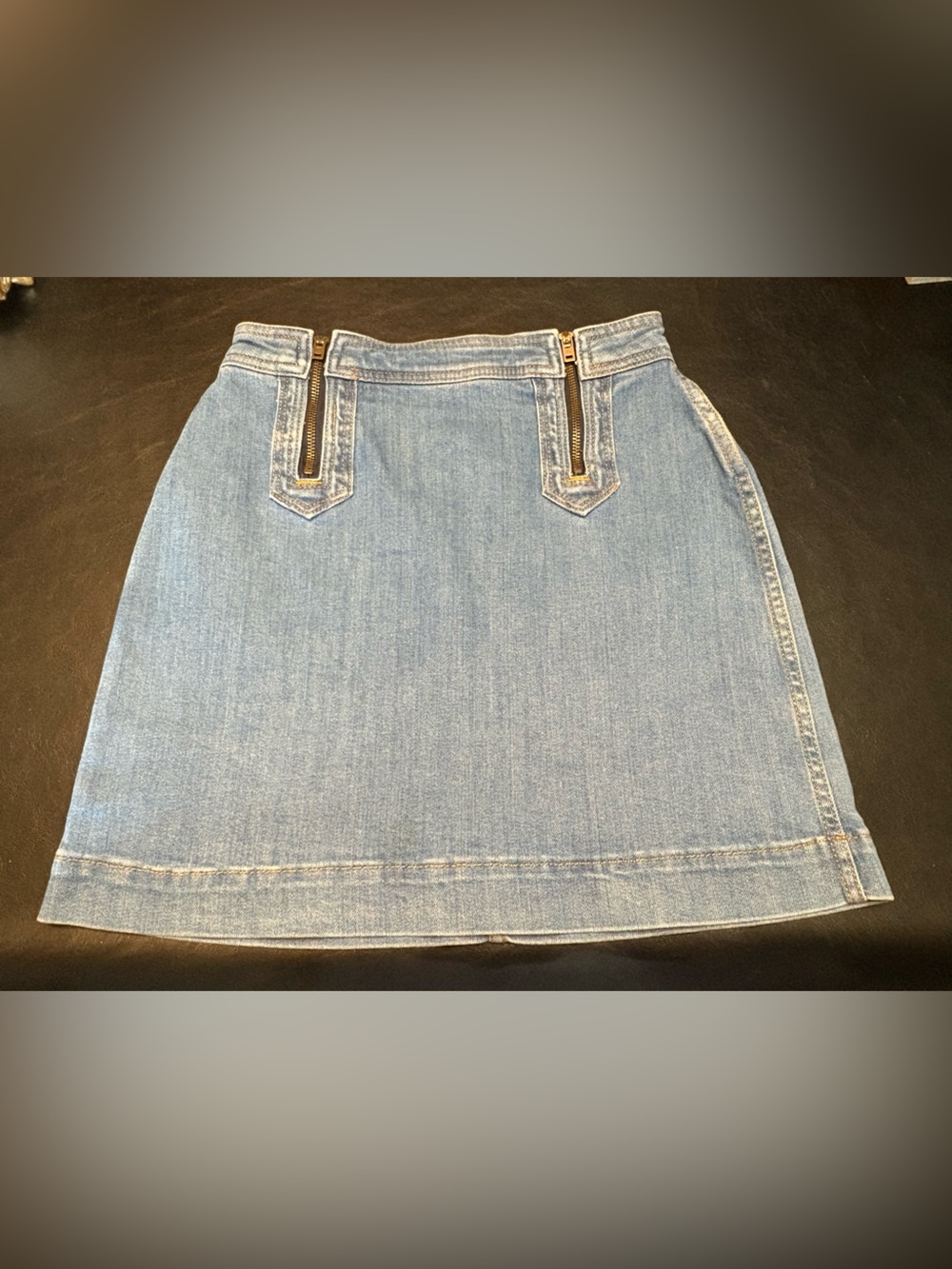 Pilcro and the Letterpress by Anthropologie Bluejean Skirt w/Front Zippers Sz 2